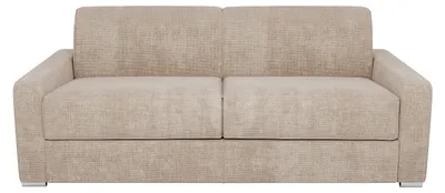 Produktbild von Schlafsofa für 4 Personen mit Express-Bettfunktion aus beigem Stoff - Liegefläche mit breiten Latten 160 cm - Matratze 22 cm mit Memory-Schaum CALITO
