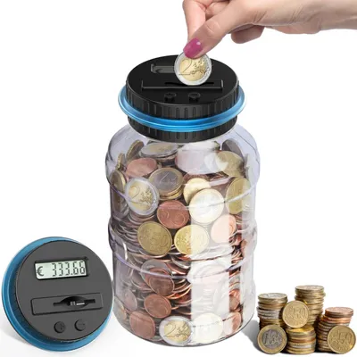 Produktbild von Digitales Sparschwein mit Zähler, großer 1,8-Liter-Münzzähler mit LCD-Bildschirm, personalisiertes Sparschwein für Kinder, Jungen, Mädchen und Erwachsene, transparentes elektrisches Sparschwein mit Zähler XXL
