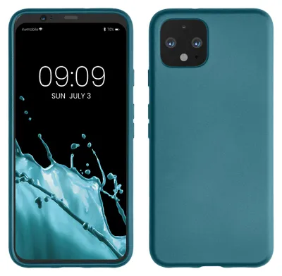 Produktbild von kwmobile Handyhülle für Google Pixel 4 Hülle - Silikon Case metallisch schimmernd - Schutzhülle Cover - Metallic Karibikblau