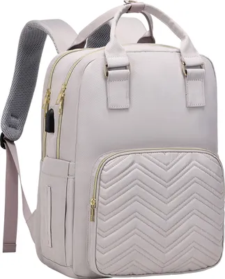 Produktbild von Reise-Laptop-Rucksack für Damen, wasserdicht, stilvoll, für Beruf und Studium, mit USB-Anschluss, passend für 15,6-Zoll-Laptops, Handgepäck für Arbeit, Büro und Lehrer, hellviolettBesuchen Sie den DWQOO-Shop
