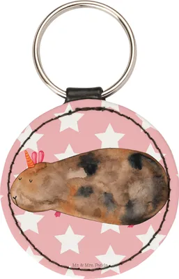 Produktbild von Mr. & Mrs. Panda Anhänger Einhorn Meerschweinchen - Rot Pastell - Geschenk, Einhörner, Meerschwein, kleiner schlüsselanhänger, Deko, schlüssel, mini, Taschenanhänger