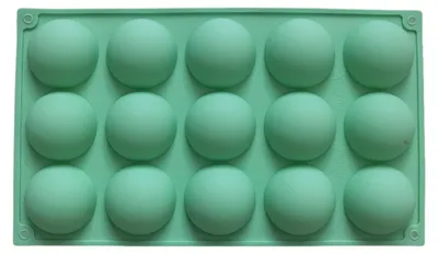 Produktbild von Silikon-Schokoladenform mit 15 Mulden, rund, antihaftbeschichtet, gefriergeeignet, ofenfest, ideal für selbstgemachte Süßigkeiten, Gelee, Desserts und Eiscreme.
