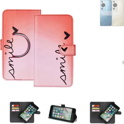 Produktbild von K-S-Trade Schutzhülle Handyhülle kompatibel mit Huawei P60 Hülle cover bookstyle Etui “smile“ rot Standfunktion Kameraschutz (1Stk)