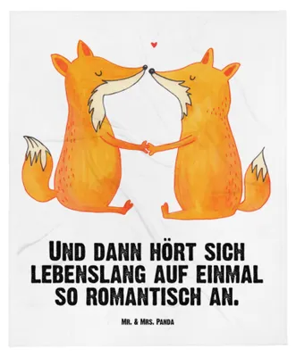 Produktbild von Mr. & Mrs. Panda Plaid Füchse Liebe - Weiß - Geschenk, Fuchs, Fleecedecke, Schmusedecke, Fox, Schlummerdecke, Erstlingsdecke, Freundin, Babydecke, Partner