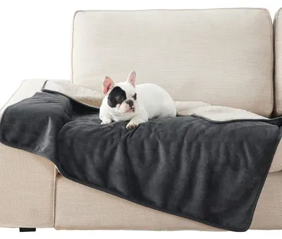 Productafbeelding van Waterdichte hondenbedekking, 100x120 cm, Sherpa fleece, donkergrijs, maat L