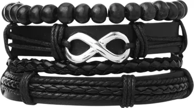 Produktbild von Elegantes Herrenarmband IN-38347 - Schwarz/Silber KP38347