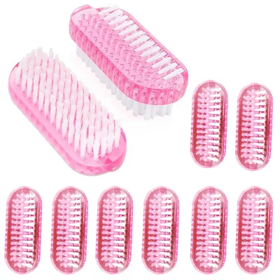 Produktbild von 10 Stück Doppelseitige Nagelbürste Handbürste Schonende und effektive Badebürste Nail Brush,Rosa Finger Bürste
