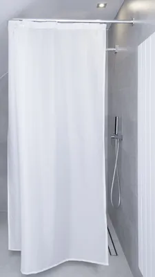 Produktbild von Textil Duschvorhang WEISS (200x220 cm mit Gardinenband und Haken)