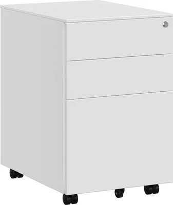 Produktbild von Ladekast - Kantoorkast - mit 3 Schubladen - verrijdbaar - 39 x 60 x 52 cm - Weiß