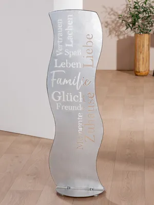 Produktbild von Gilde Standrelief, Welle, "Glück - Familie", Spruch, Metall, silberfarben, VE 2, L. 24 cm, B. 30 cm, H. 88,5 cm Höhe: 88.50 cm Breite: 30.00 cm Tiefe: 24.00cm 69991