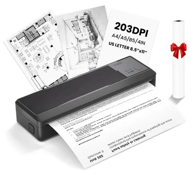 Produktbild von vretti Mobiler Drucker A4 für Unterwegs,Thermodrucker A4 ohne Tinte