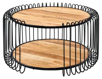 Immagine prodotto di Tavolino rotondo RONDEL in legno massiccio di acacia e metallo nero