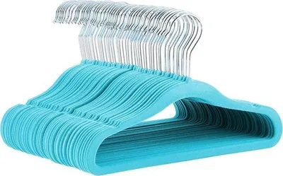 Produktbild von Famanu Kleiderbügel mit Antirutsch - für Babys und Kleinkinder - 29,5cm - 50 Stück - Blau