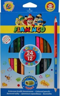 Image de Crayons triangulaires double face 12/24 couleurs Flamingo