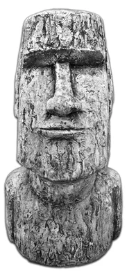 Produktbild von Moai-Kopf Statue für den Garten, Steinfigur, H. 55 cm, 36 kg, Grau, frostsicher aus Steinguss