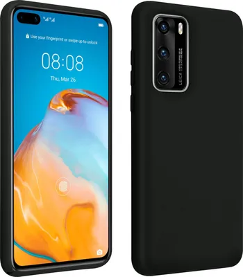 Produktbild von Avizar, Halbsteife Silikon Handyhülle Huawei P40, Soft Touch, Schwarz