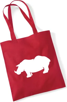 Produktbild von Huuraa Jutebeutel Nashorn Silhouette 10 Liter Classic Red Baumwolle Tasche Geschenkidee