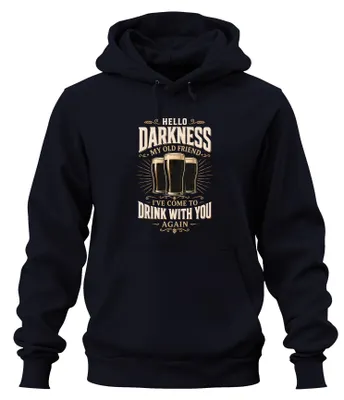 Produktbild von Hello Darkness My Old Friend Drink Bier Stout Dunkelbier Hoodie Kapuzenpullover, Navy, XXL