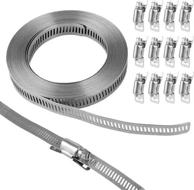 Produktbild von Famanu Schlauchschellen Set - 5 m Länge - 12 Stück - Verstellbar