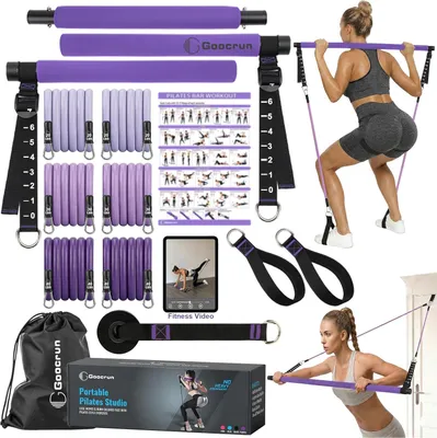 Obrázek produktu pro Pilates tyč s odporovými gumami, pro domácí cvičení