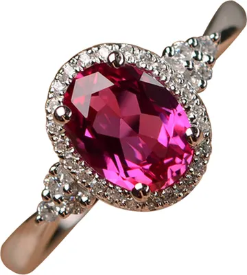 Produktbild von Mode Frauen Oval Zirkonia Fingerring Hochzeit Verlobung Schmuck Geschenk-Rot,US 7