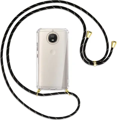Produktbild von Handykette Backcover-Schutzhülle mit Band (Metall goldfarben) für Motorola Moto G5S - schwarz/gold
