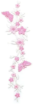 Produktbild von Borduurgarnitur Vlindermuster in Rosa auf Baumwollegebinde 26 cm