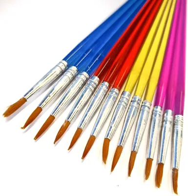 Image de Pinceaux de peinture - Lot de 12 - Pointes - Pinceaux - Pinceaux - Peinture - Vernissage - Artisanat - Pinceaux - Pointes - Multicolore
