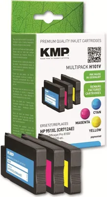 A product package for inkjet cartridges with three cartridges displayed.