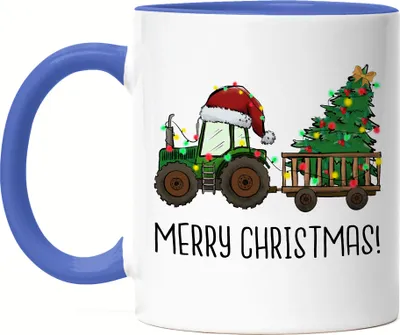 Produktbild von Merry Christmas Tasse Blau Weihnachten Weihnachtsbaum Weihnachtsdekoration Traktor Weihnachtsstern