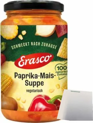 Produktbild von Erasco Suppe Paprika-Mais (350ml Glas) + usy Block