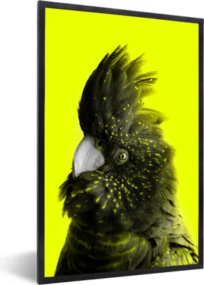 Produktbild von MuchoWow® Gerahmtes Poster Kakadu - Vogel - Gelb 40x60 cm - Poster mit Schwarzem Bilderrahmen Wandposter Rahmen Foto Bilder - Papierdruck - Wandbilder