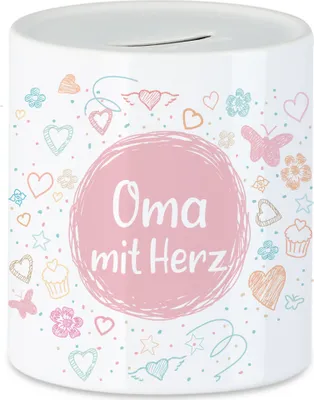Produktbild von Oma mit Herz Spardose Dankeschön Geschenk Danke Sagen Für Alles Lieblingsoma Omi