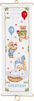 Zdjęcie produktu dla Zestaw do haftu krzyżykowego Permin "Chrzest chłopca", wzór liczony, 14x40cm, 36-2346