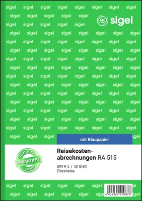 Produktbild von SIGEL RA515 Reisekostenabrechnungen, für Einzelreisen, A5, mit Blaupapier, 50 Blatt