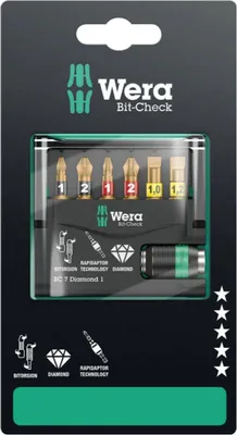 Obrázok produktu pre Wera 05073419001, 7 kusov, Phillips, Krížový, Zdierka, PH 1, PH 2, PZ 1, PZ 2, 175 mm, 16 mm