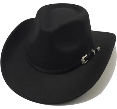 Productafbeelding van Cowboyhoed voor heren en dames, westernhoed, fedora, one size, zwart, model 1