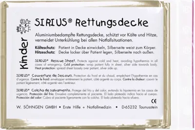Produktbild von Rettungsdecke Kinder Sirius silber-gold 160x120cm