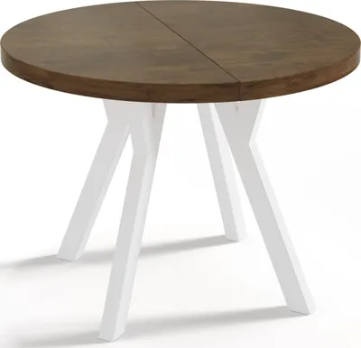 Obrázek produktu pro Designový Kulatý Rozkládací Jídelní Stůl – Styl Podkroví, Industriální, Úsporný – Bílé Nohy – 100–200 cm – 6–8 Míst na Sezení  – Dub Lefkas - 200 cm