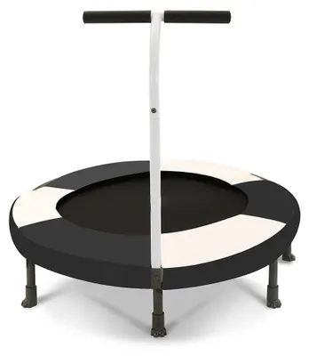 Produktbild von Kindertrampolin 91cm Schwarz, mit 7 stabilen Beinen, PVC-Sicherheitspolster & Schaumstoff-Griff, gummierte Füße, geeignet für Indoor & Outdoor-Nutzung