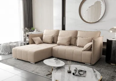 Produktbild von AX LIVING Beige Ecksofa mit Schlaffunktion Florinna 248cm L-Form