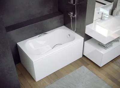 Produktbild von BADLAND Badewanne Rechteck Aria 120x70 mit Acrylschürze, Füßen und Ablaufgarnitur GRATIS