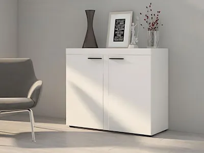 Obrázek produktu pro Úzká komoda s dvířky THISE - bílá