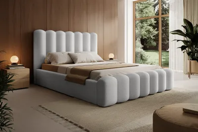 Produktbild von Polsterbett Doppelbett MACON 160x200cm Komplettset Stoff Euphoria Weiß