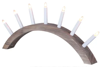 Produktbild von Lichterbogen 'Aura' - 7 warmweiße Glühlampen - L: 58cm, H: 29cm - Holz - Schalter - Braun