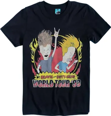 Produktbild von Beavis & Butthead - "World Tour 93" T-Shirt für Herren/Damen Uni TT182 (S) (Schwarz)