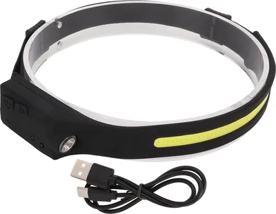 Obrázek produktu pro Čelovka COB, inteligentní snímání, nabíjení přes USB, IPX4, vodotěsná, 5 režimů, LED čelovka pro rybaření, běhání, turistiku