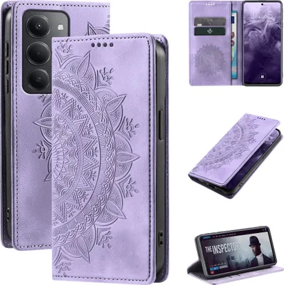 Produktbild von Mandala Handyhülle für Xiaomi Redmi 15 / 15 5G RFID Schutz Klapphülle Case Cover Design Schutzhülle Farbe: Violett