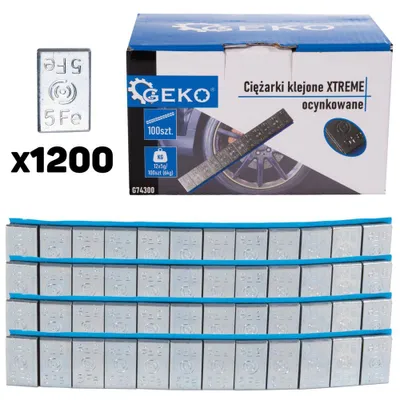 Zdjęcie produktu dla GEKO Samoprzylepne obciążniki do kół 5 g XTREME, ocynkowane, 1200 szt. G74300