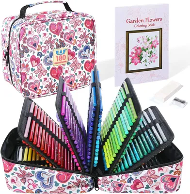 Imagen del producto de Descubre mundos de color creativos: Set de lápices de colores premium para adultos, 180 colores